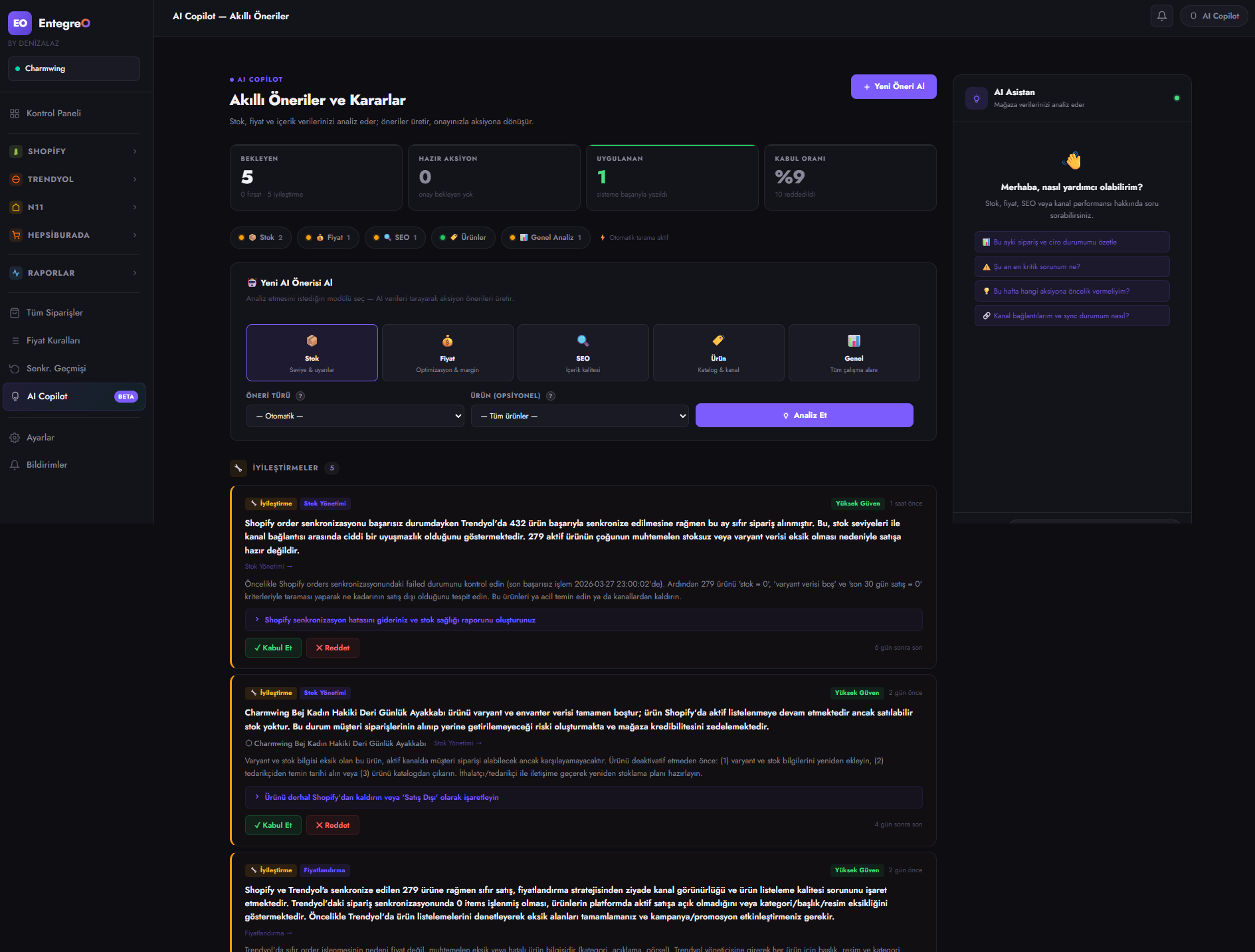 Entegreo AI Copilot ekran görüntüsü